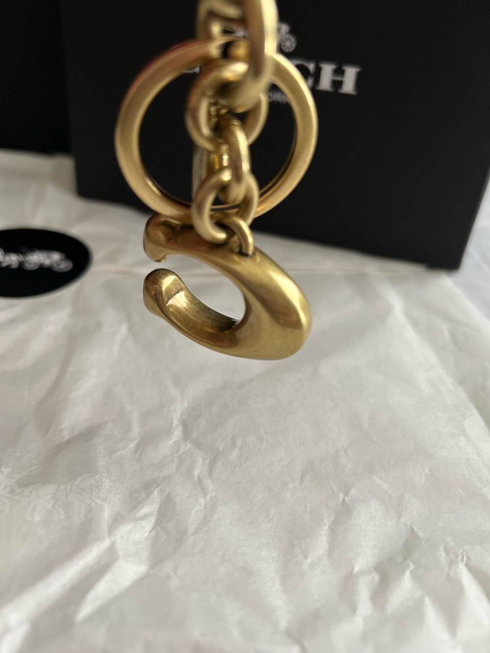 Coach Gold-Tone Brass C Charm Key Holder Charm- Includes Coach Gift Box - Picture 11 of 17